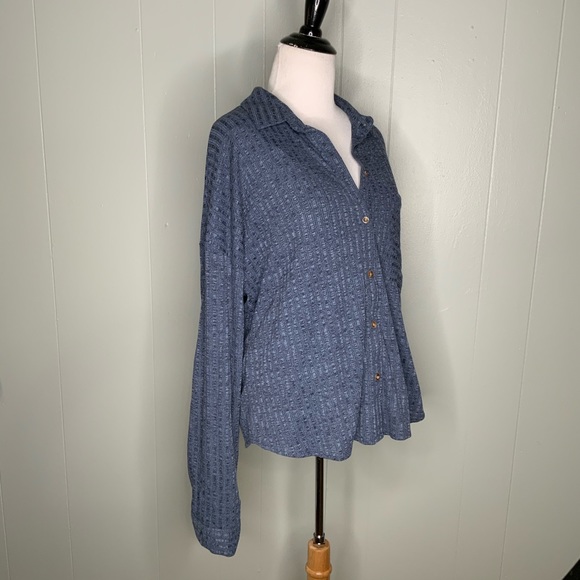 NWT Fashion Nova Blue Button Down Blouse XL - Picture 3 of 15